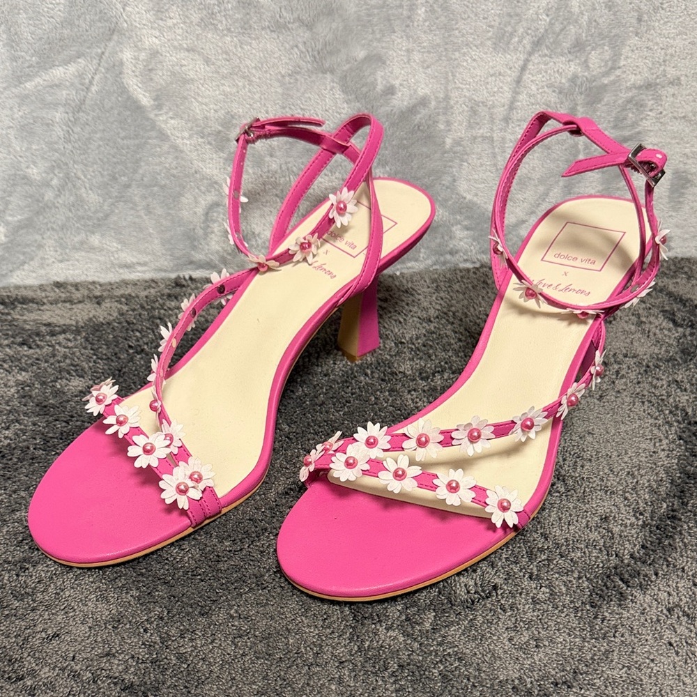 Dolce Vita x For Love & Lemons DAHLEA Fuschia Pink Strappy Sandals Size 9 NEW - Picture 2 of 8